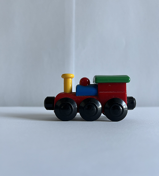 Side view of my first complex object, a toy train.