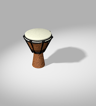 Following tutorial 6, I created a 3D model of a drum, complete with materials, textures, lights and shadows.