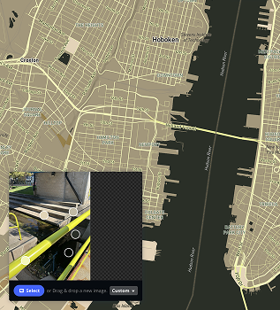 Using the image of a stream of flowing water from the Spatial Workshop 1, I explored making a map style in Mapbox Cartogram.