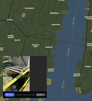Using the image of a stream of flowing water from the Spatial Workshop 1, I explored making a map style in Mapbox Cartogram.